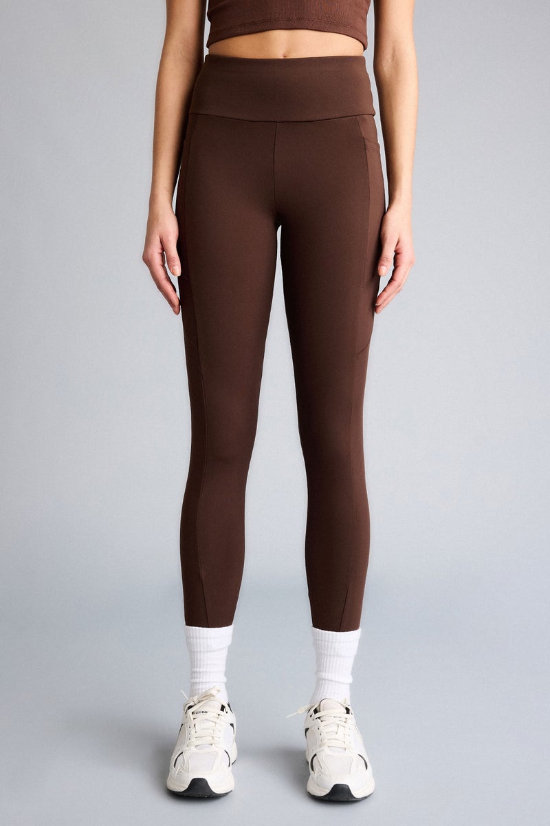 DeFacto Brown Woman High Waist Ankle Length Leggings Casual - Image 4